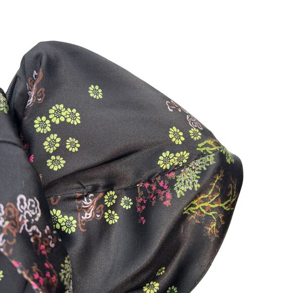 Urban Outfitters Mikayla Floral Midi Dress Cat Print Satin Black Size Small - Picture 13 of 15